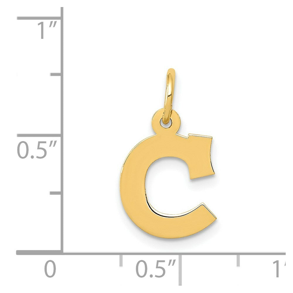 14K Yellow Gold Small Block Initial Letter C Charm Pendant