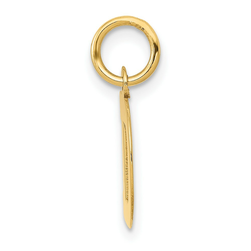14K Yellow Gold Small Block Initial Letter D Charm Pendant