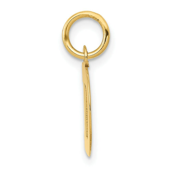 14K Yellow Gold Small Block Initial Letter D Charm Pendant