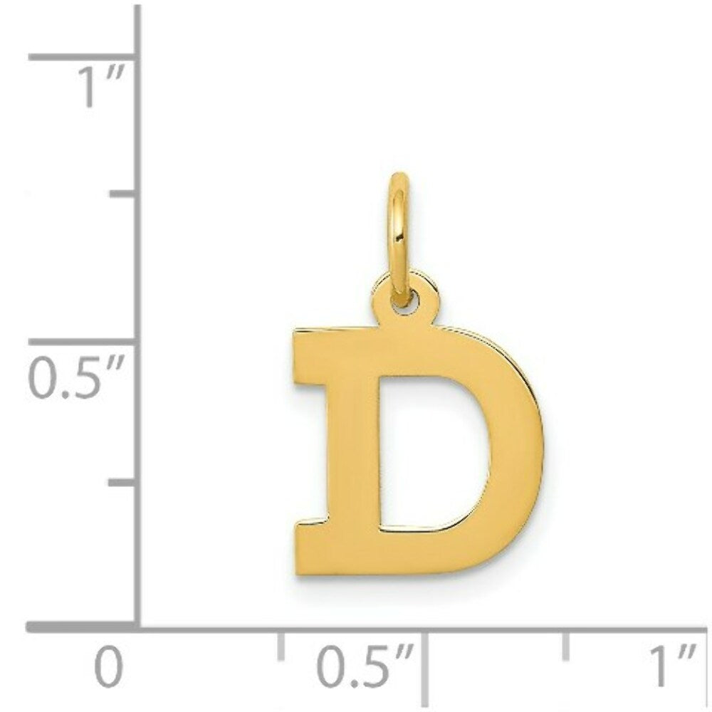 14K Yellow Gold Small Block Initial Letter D Charm Pendant