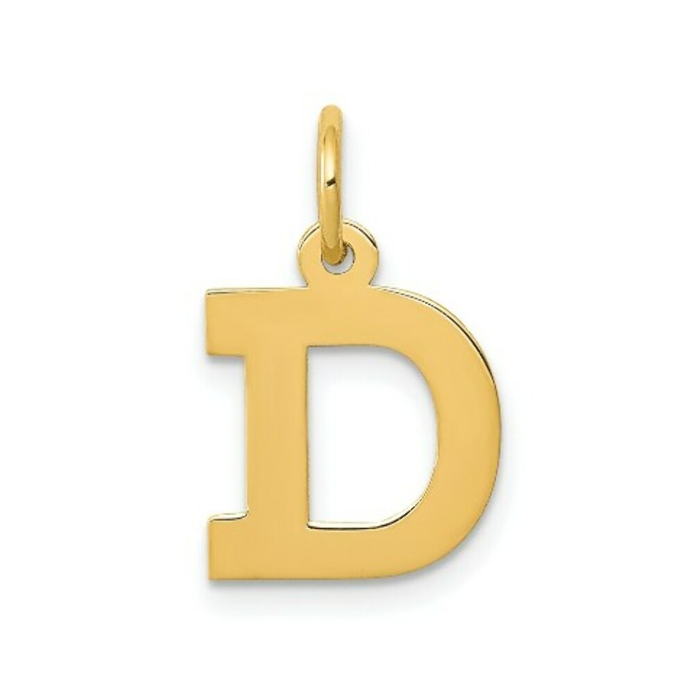 14K Yellow Gold Small Block Initial Letter D Charm Pendant
