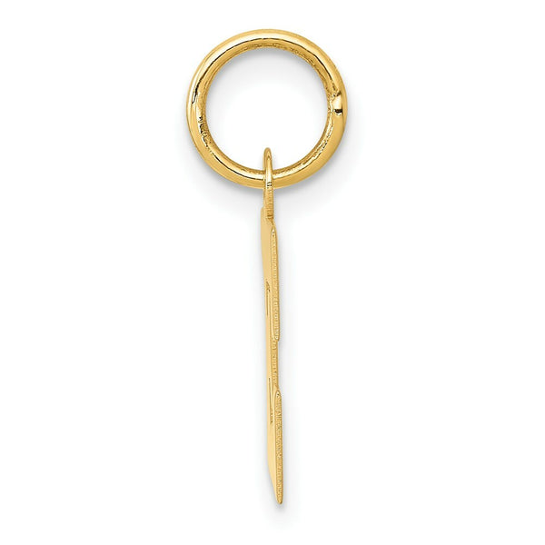 14K Yellow Gold Small Block Initial Letter E Charm Pendant