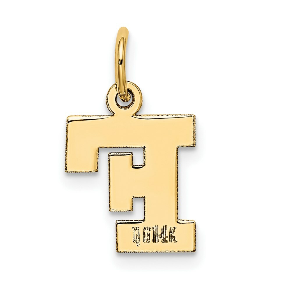14K Yellow Gold Small Block Initial Letter F Charm Pendant
