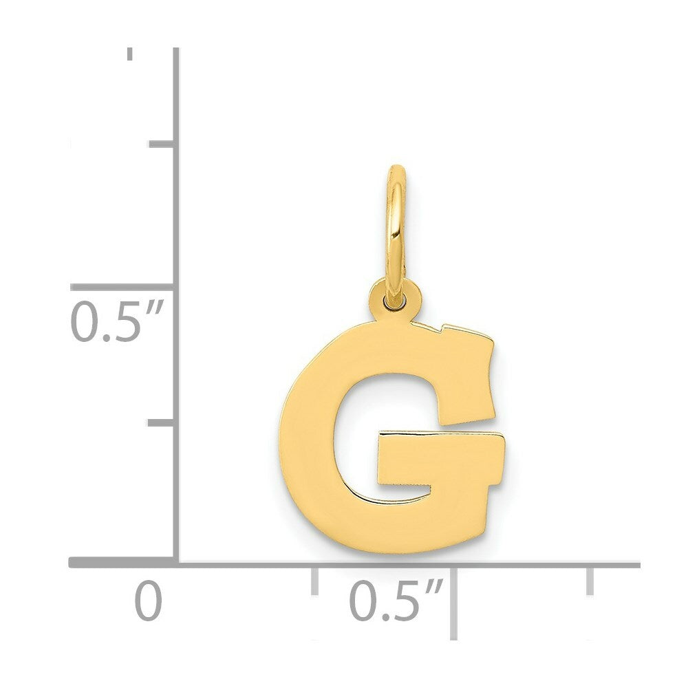 14K Yellow Gold Small Block Initial Letter G Charm Pendant