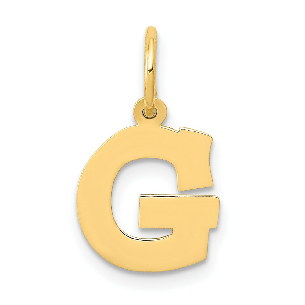 14K Yellow Gold Small Block Initial Letter G Charm Pendant