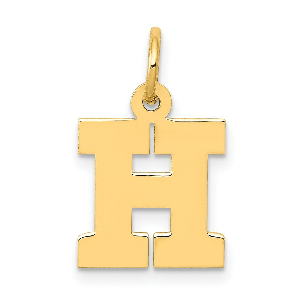 14K Yellow Gold Small Block Letter Initial H Charm Pendant