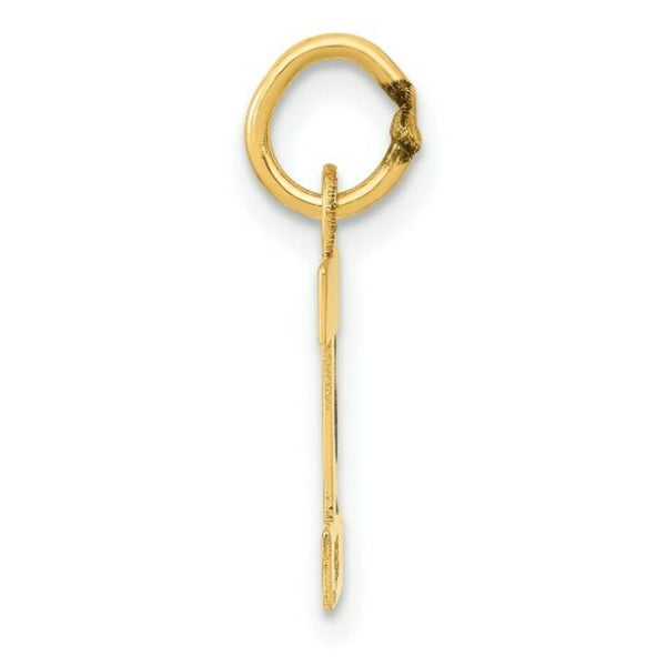14K Yellow Gold Small Block Initial Letter I Charm Pendant