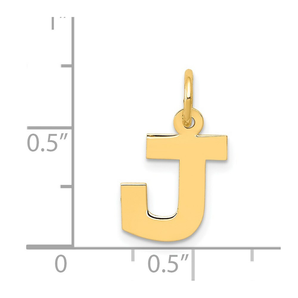 14K Yellow Gold Small Block Letter Initial J Charm Pendant