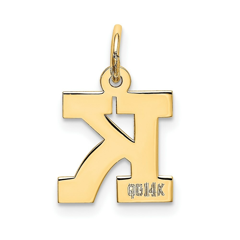 14K Yellow Gold Small Block Initial Letter K Charm Pendant