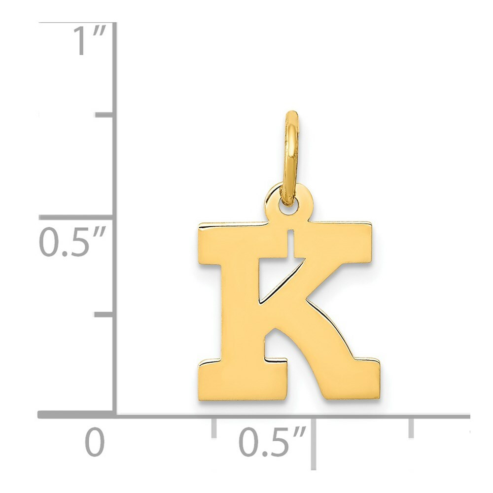 14K Yellow Gold Small Block Initial Letter K Charm Pendant