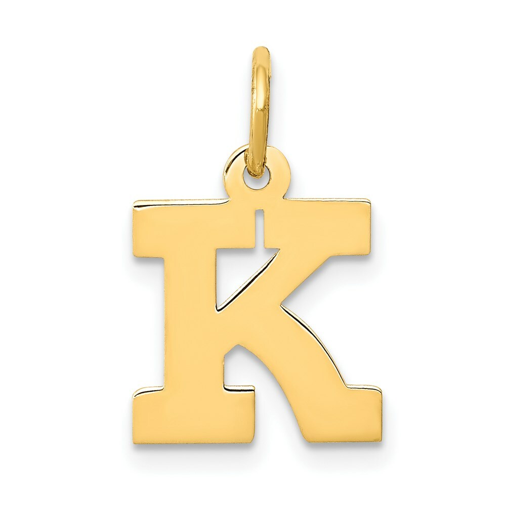 14K Yellow Gold Small Block Initial Letter K Charm Pendant