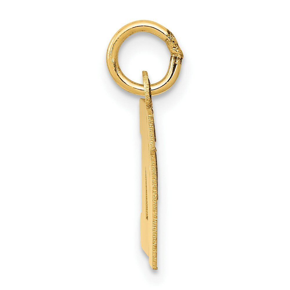 14K Yellow Gold Small Block Initial Letter N Charm Pendant