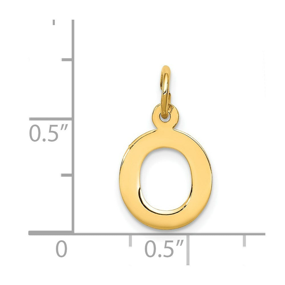 14K Yellow Gold Small Block Initial Letter O Charm Pendant