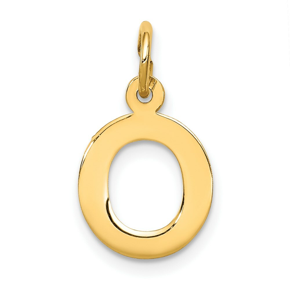 14K Yellow Gold Small Block Initial Letter O Charm Pendant
