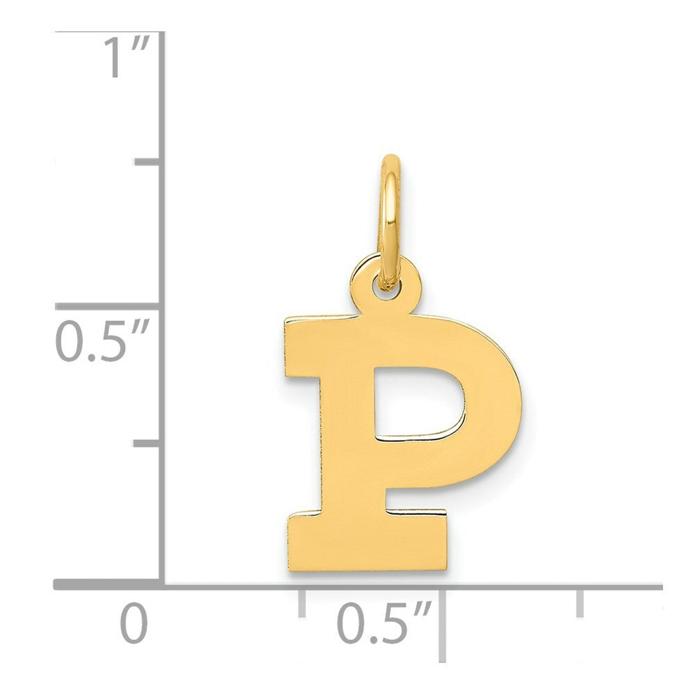 14K Yellow Gold Small Block Letter Initial P Charm Pendant