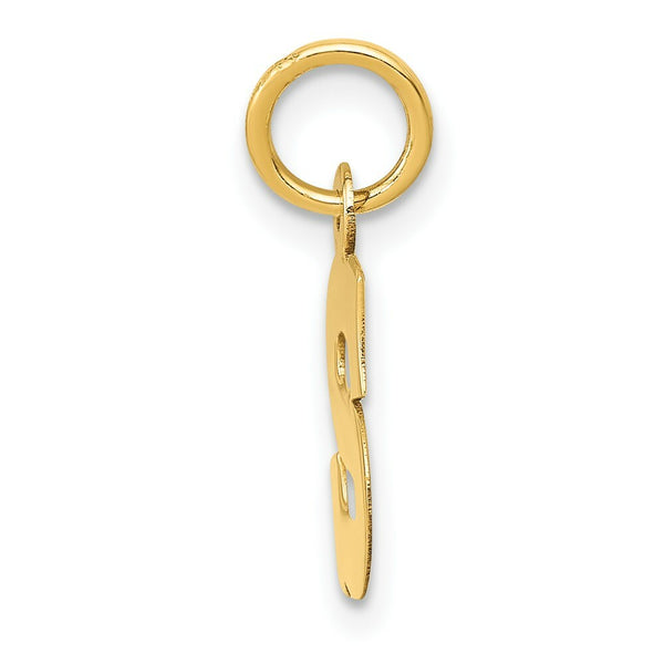14K Yellow Gold Small Block Initial Letter S Charm Pendant