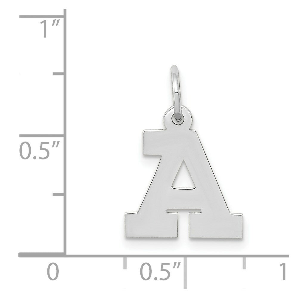 14K White Gold Small Block Initial Letter A Charm Pendant