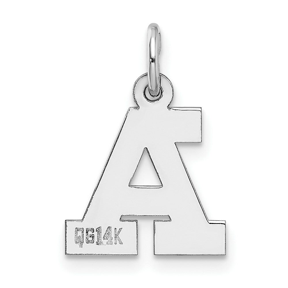 14K White Gold Small Block Initial Letter A Charm Pendant