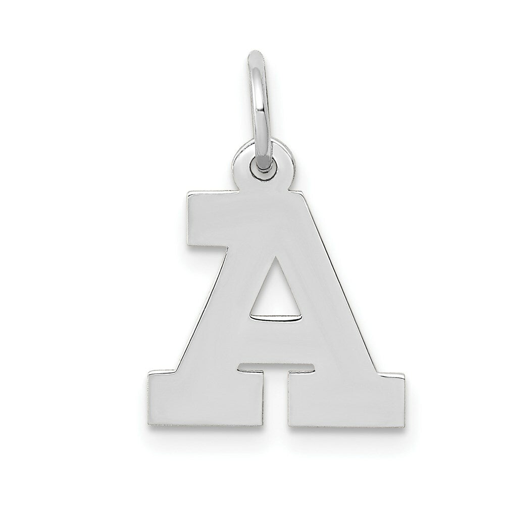 14K White Gold Small Block Initial Letter A Charm Pendant