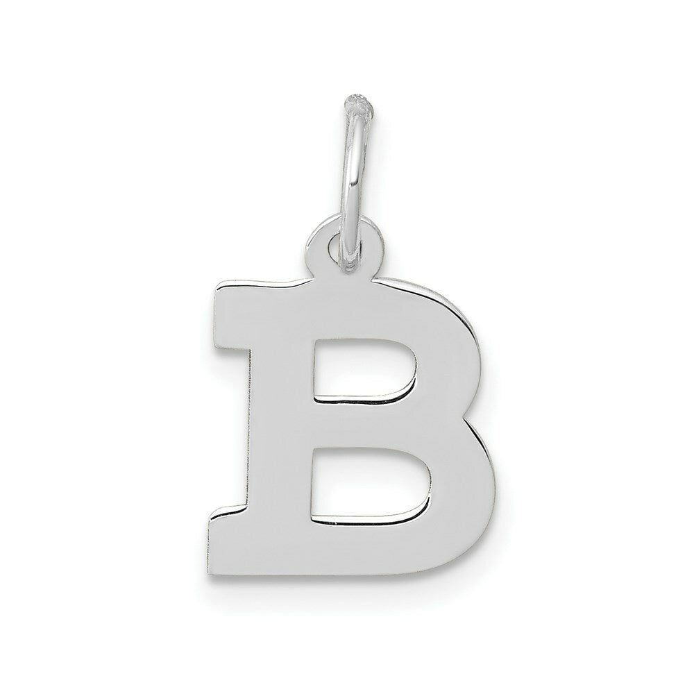 14K White Gold Small Block Initial Letter B Charm Pendant