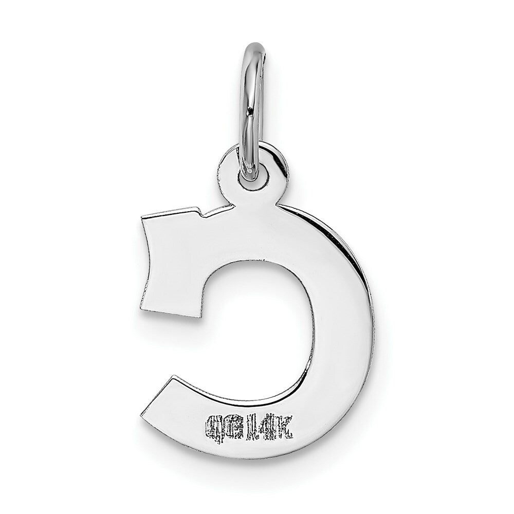 14K White Gold Small Block Initial Letter C Charm Pendant