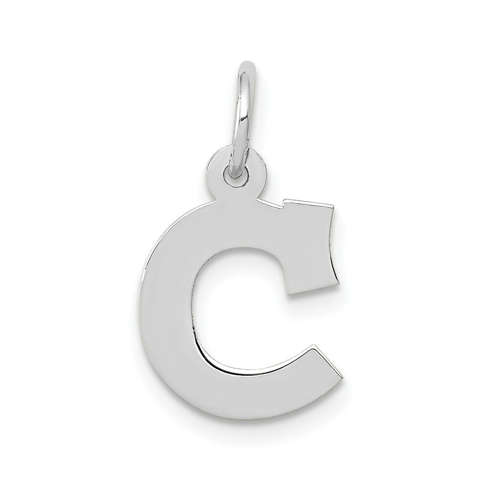 14K White Gold Small Block Initial Letter C Charm Pendant
