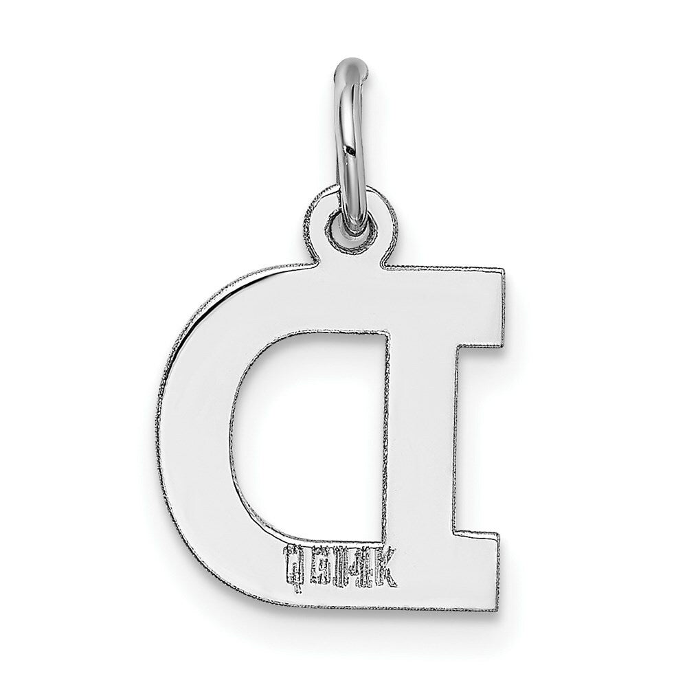 14K White Gold Small Block Letter Initial D Charm Pendant