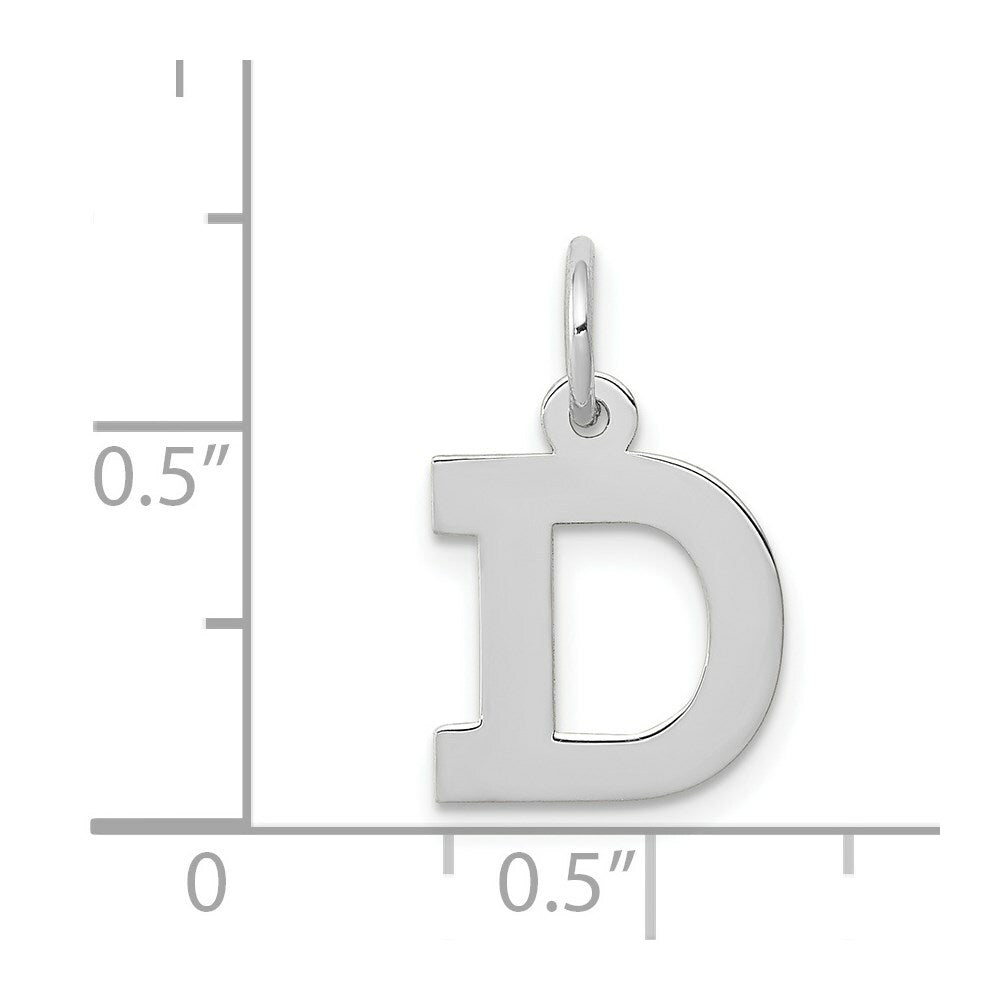 14K White Gold Small Block Letter Initial D Charm Pendant