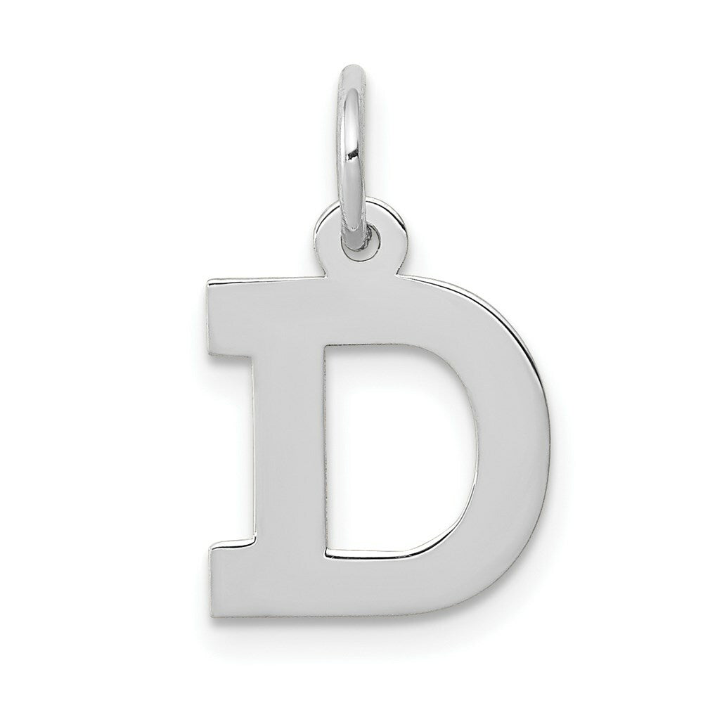 14K White Gold Small Block Letter Initial D Charm Pendant