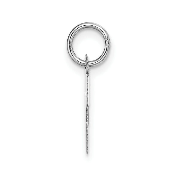14K White Gold Small Block Initial Letter E Charm Pendant