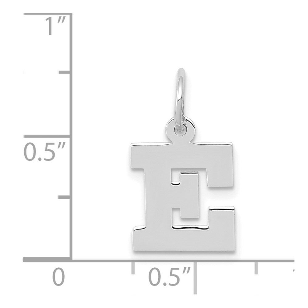 14K White Gold Small Block Initial Letter E Charm Pendant