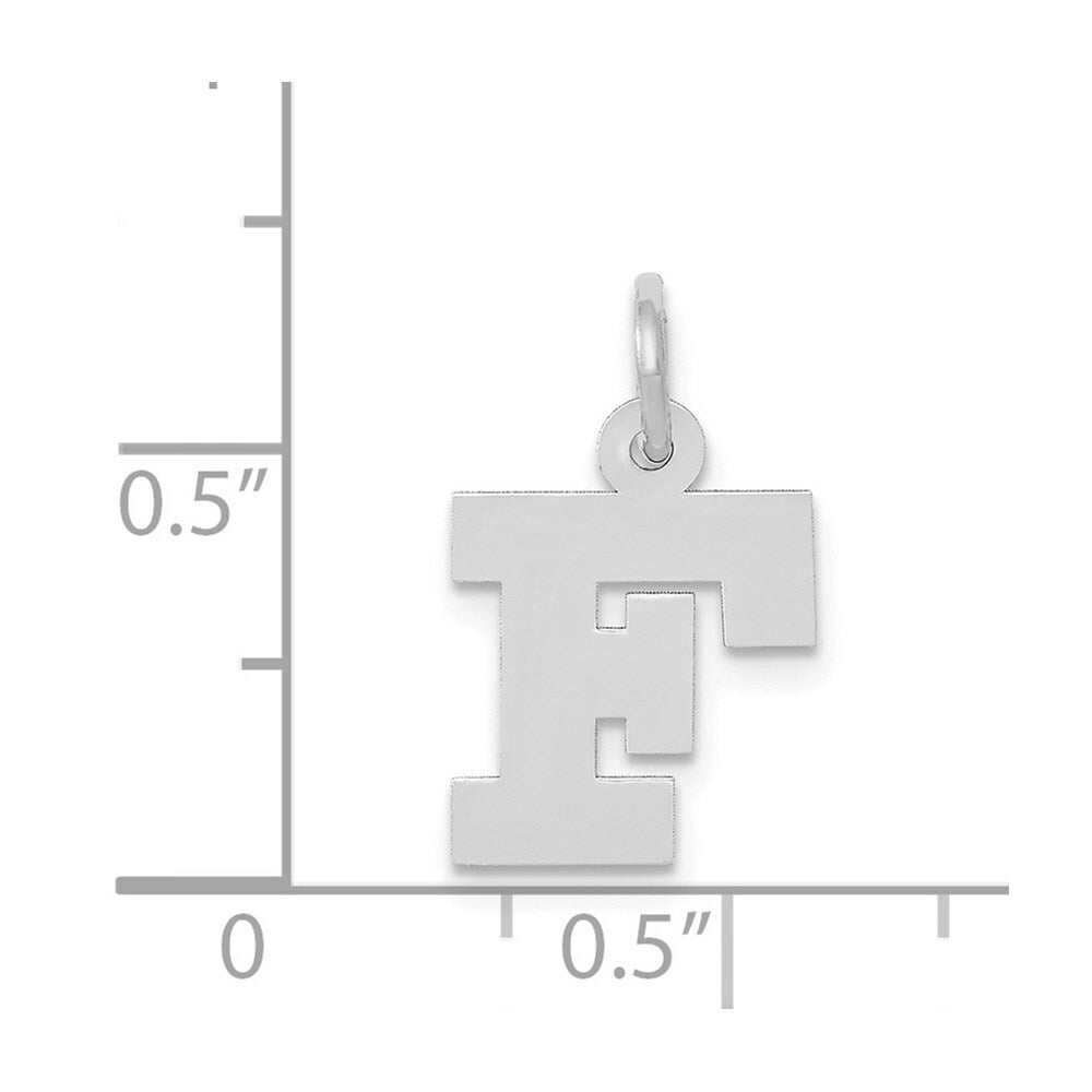 14K White Gold Small Block Initial Letter F Charm Pendant