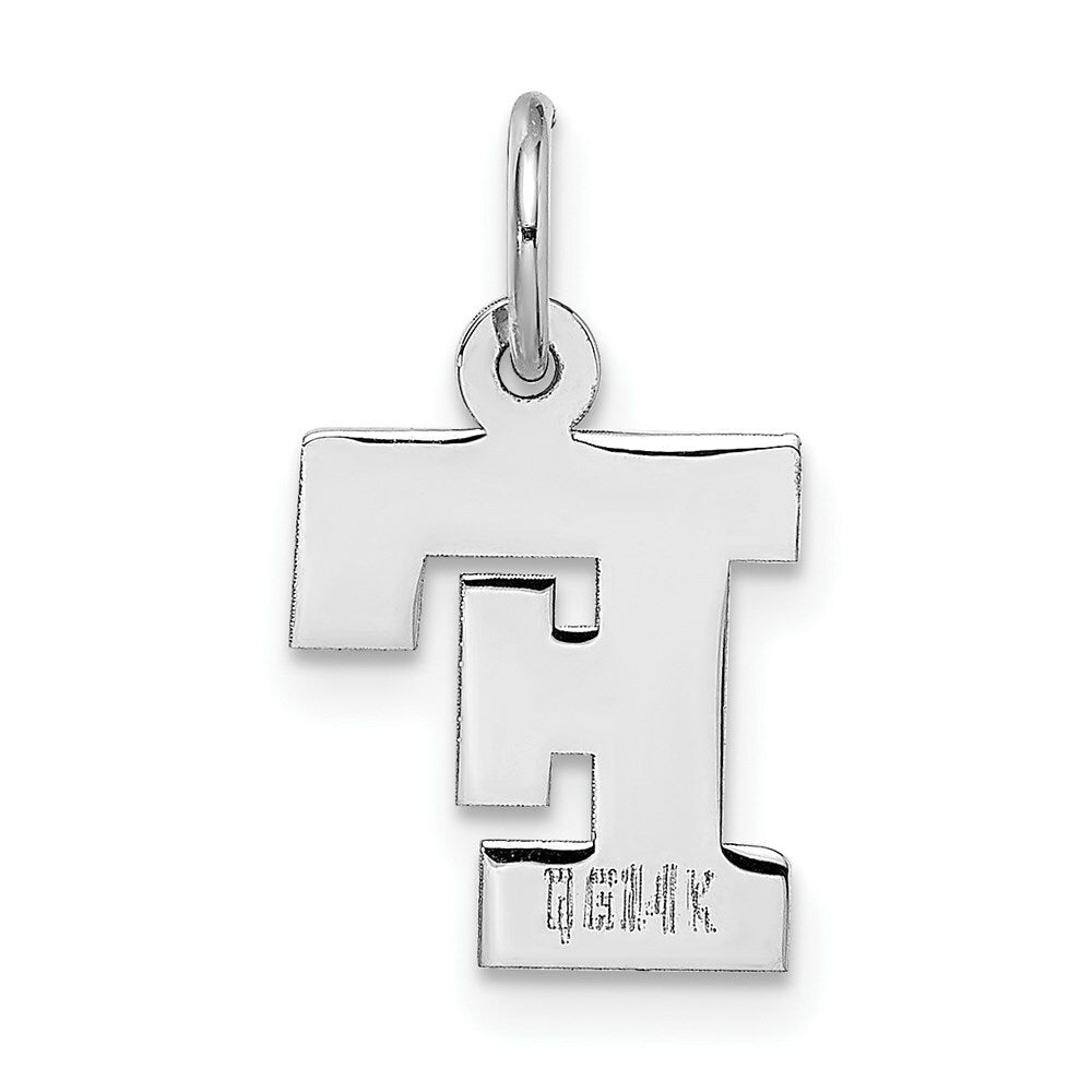 14K White Gold Small Block Initial Letter F Charm Pendant
