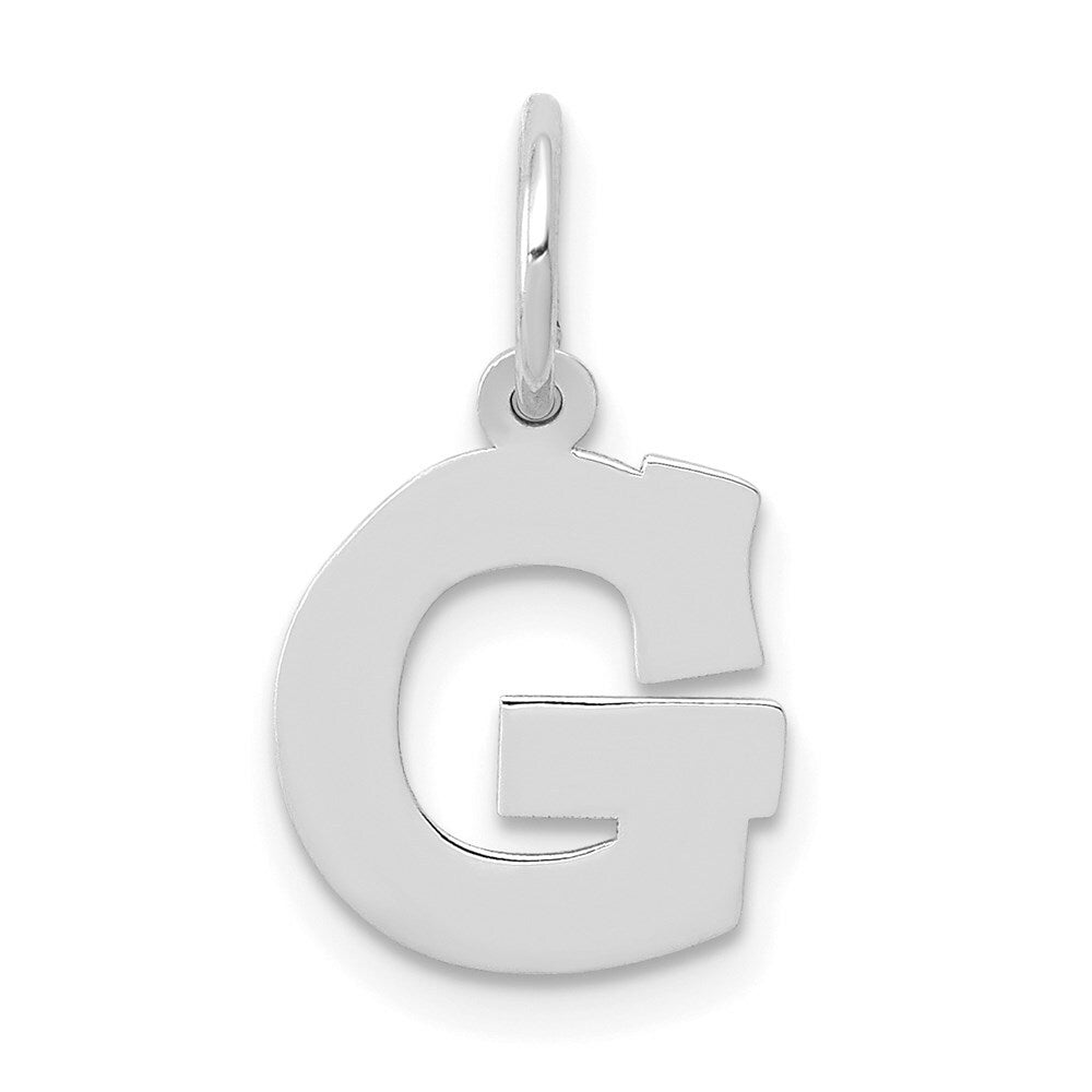 14K White Gold Small Block Initial Letter G Charm Pendant