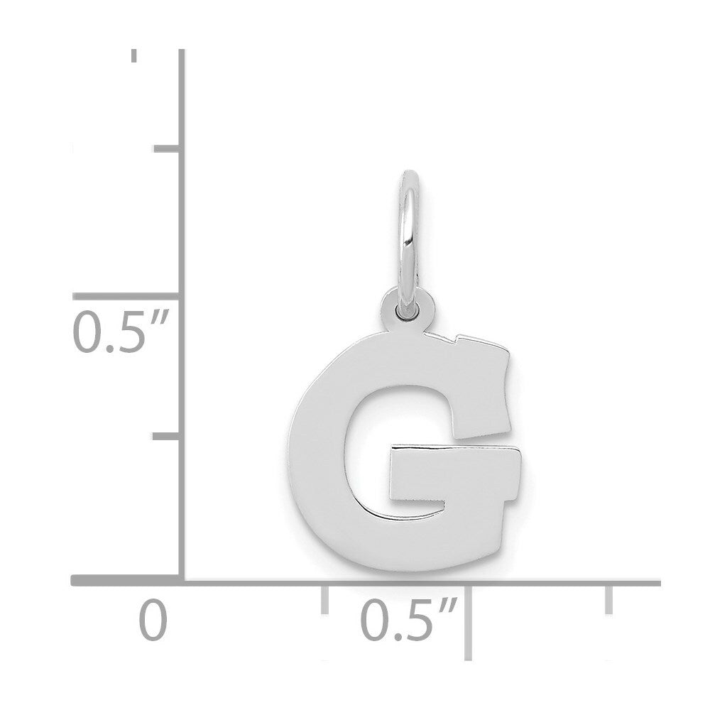 14K White Gold Small Block Initial Letter G Charm Pendant