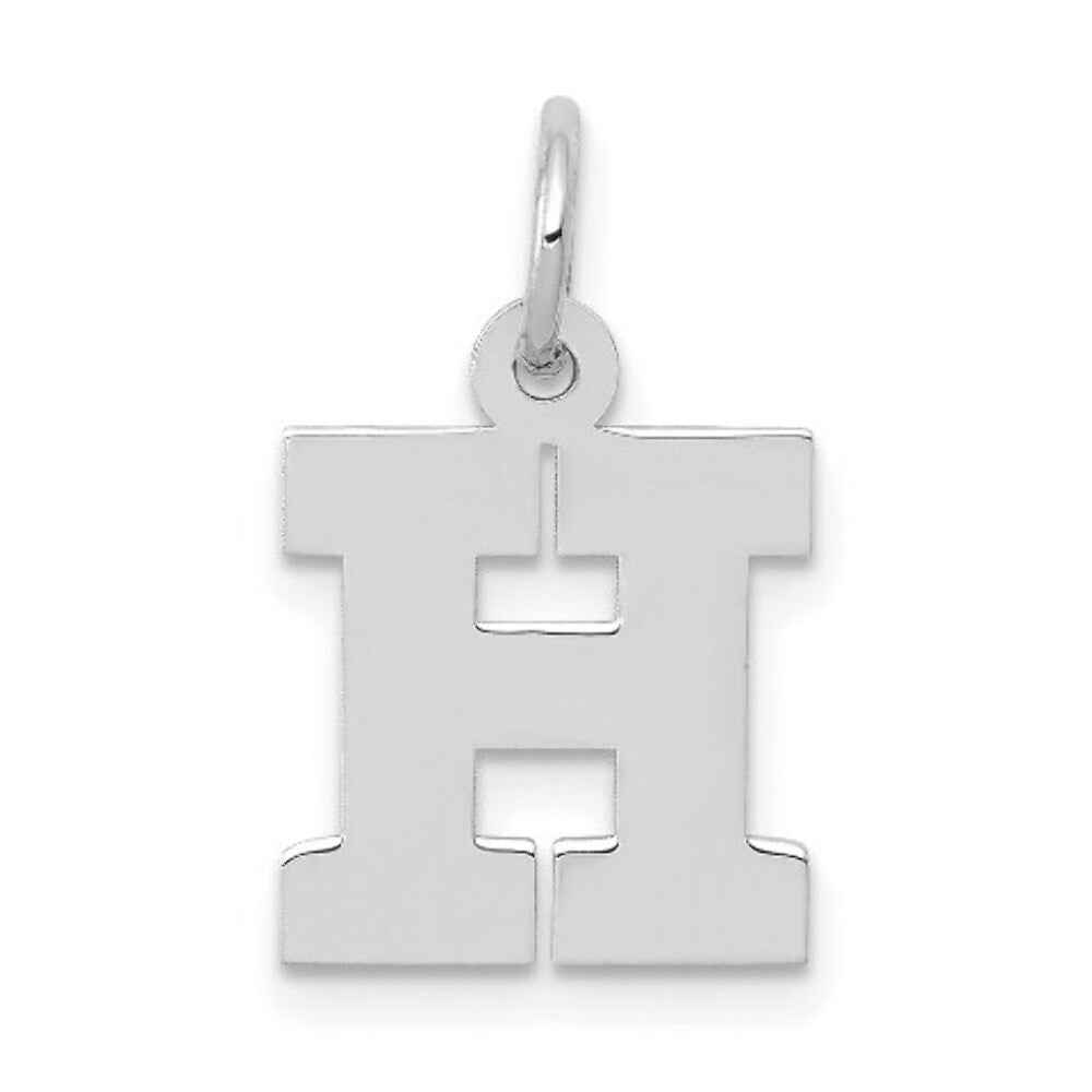 14K White Gold Small Block Initial Letter H Charm Pendant