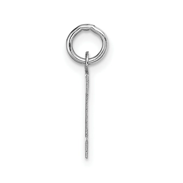 14K White Gold Small Block Initial Letter I Charm Pendant