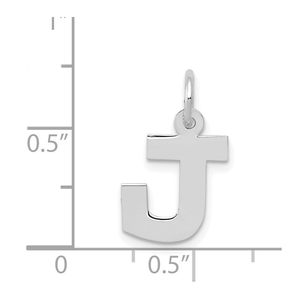14K White Gold Small Block Initial Letter J Charm Pendant