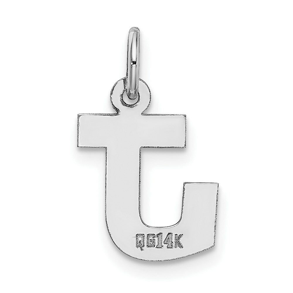 14K White Gold Small Block Initial Letter J Charm Pendant