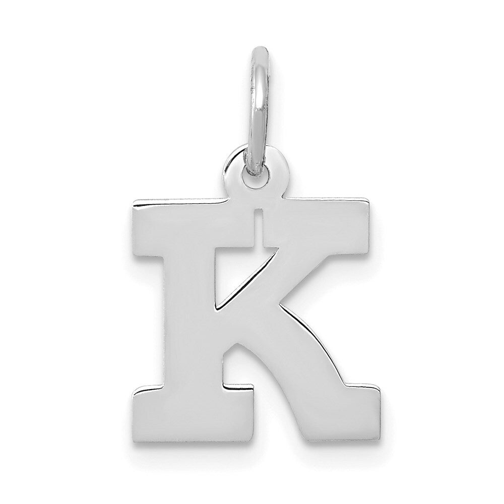 14K White Gold Small Block Initial Letter K Charm Pendant