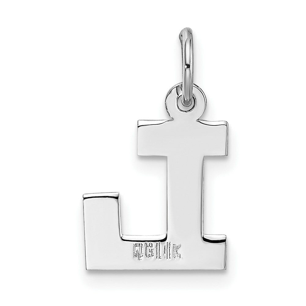 14K White Gold Small Block Initial Letter L Charm Pendant