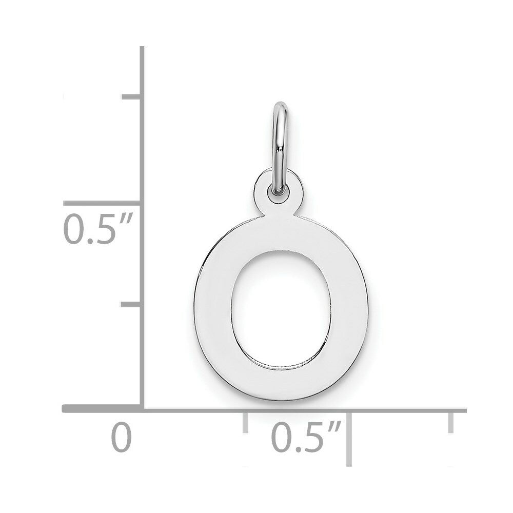 14K White Gold Small Block Letter Initial O Charm Pendant