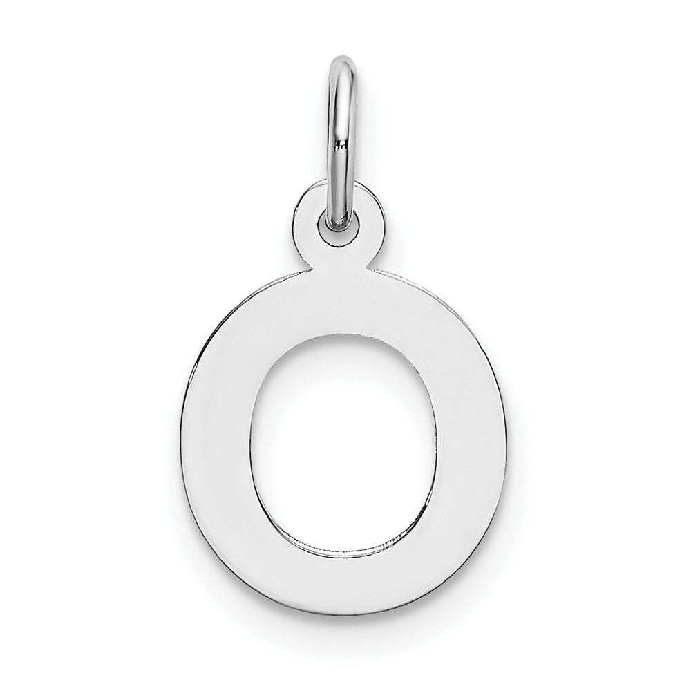 14K White Gold Small Block Letter Initial O Charm Pendant