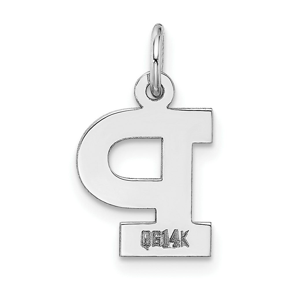 14K White Gold Small Block Initial Letter P Charm Pendant