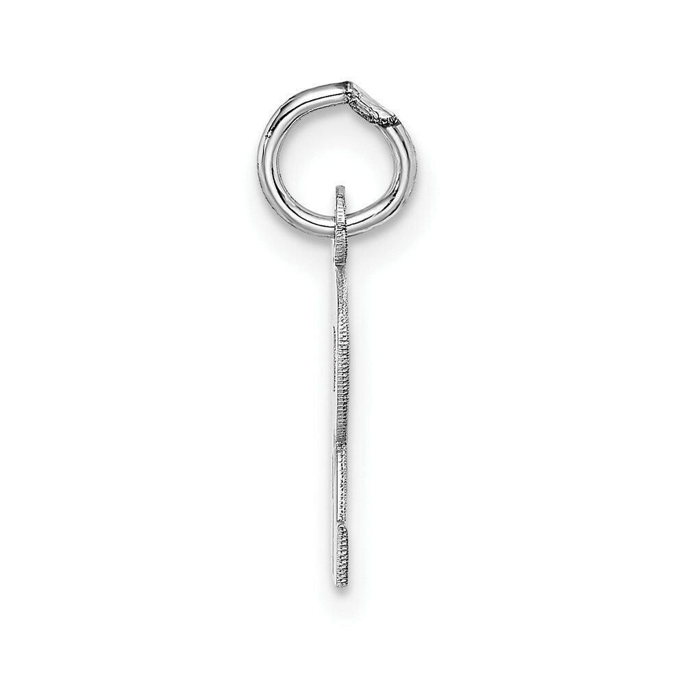 14K White Gold Small Block Initial Letter R Charm Pendant