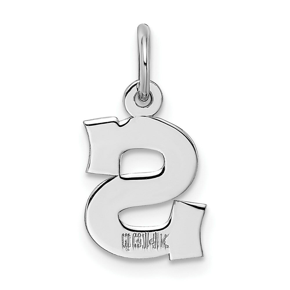 14K White Gold Small Block Initial Letter S Charm Pendant