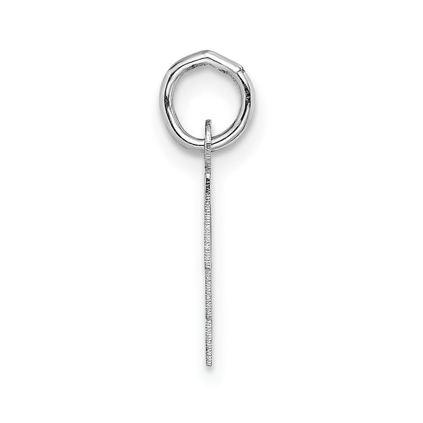 14K White Gold Small Block Initial Letter T Charm Pendant
