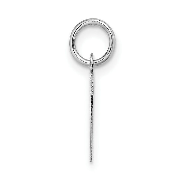 14K White Gold Small Block Initial Letter V Charm Pendant