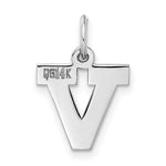 Load image into Gallery viewer, 14K White Gold Small Block Initial Letter V Charm Pendant
