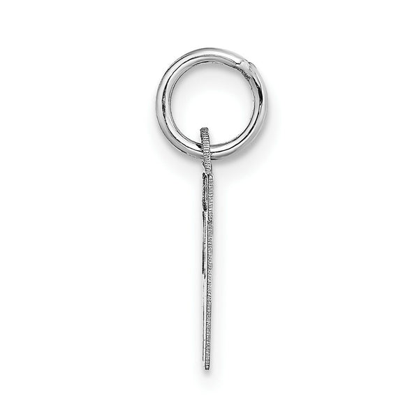 14K White Gold Small Block Initial Letter W Charm Pendant